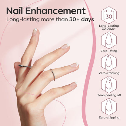12 variant color kits including clear, cover nude, rose blush, snowy blush, classic french, cat eye, and top coat & rubber base bundles