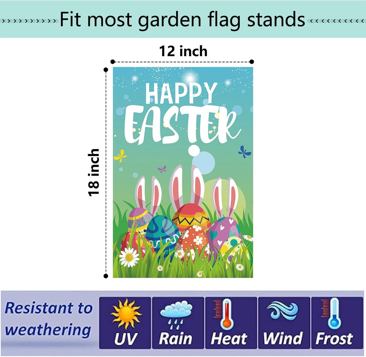12 x 18 inch standard garden flag dimensions with 2-inch pole sleeve