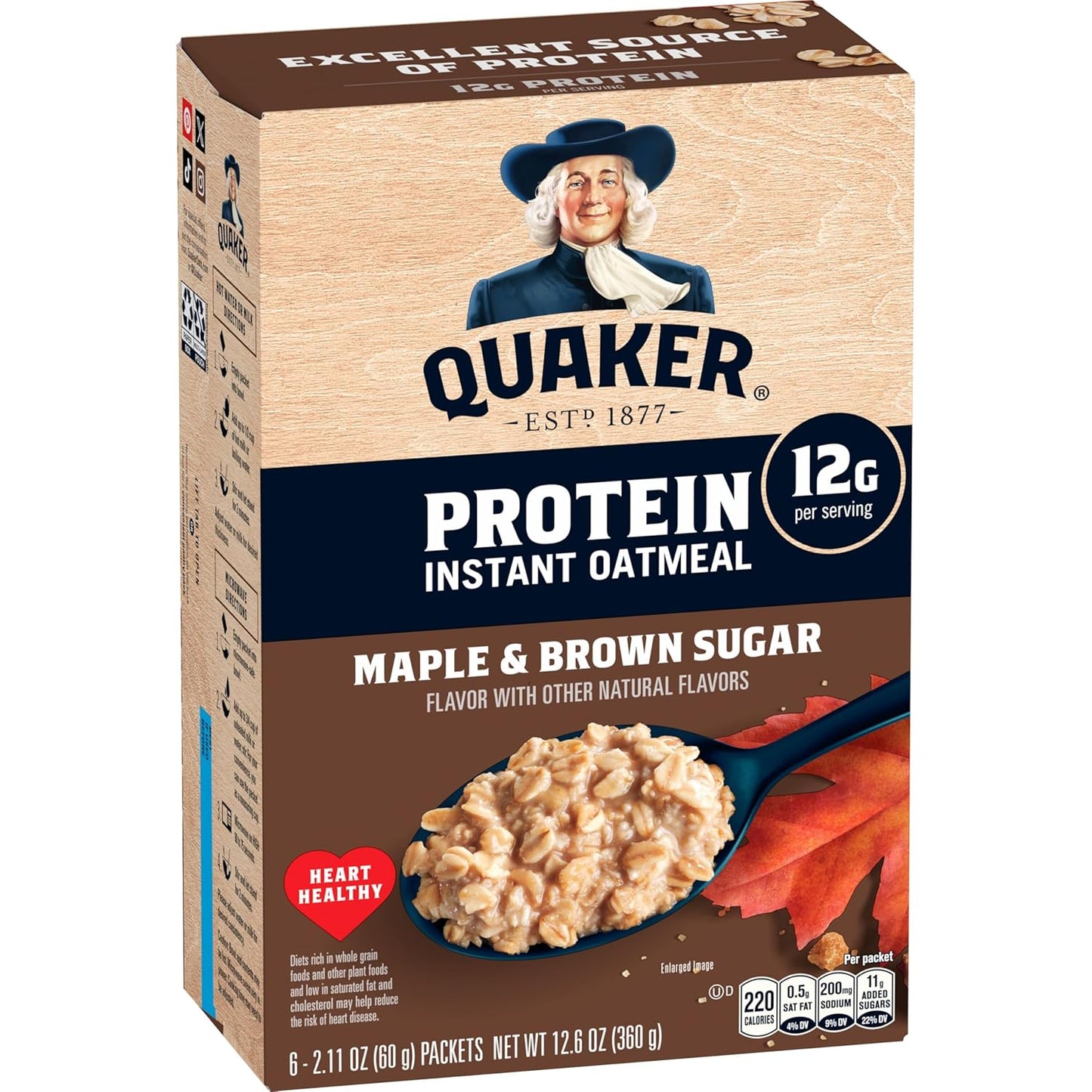 12g protein per serving from whole grain oats