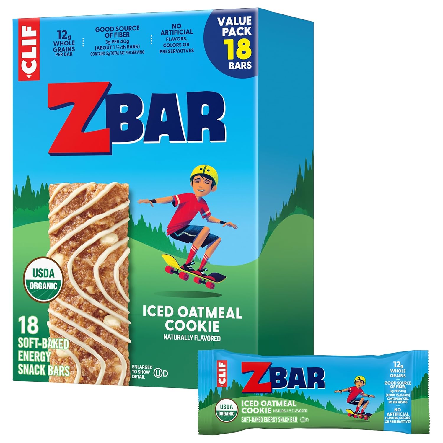 12g whole grains per bar with 3g fiber per serving