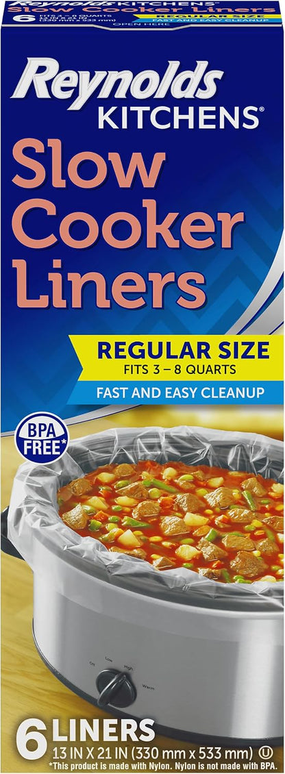 13 x 21 inch liner size fits 3- to 8-quart round and oval slow cookers