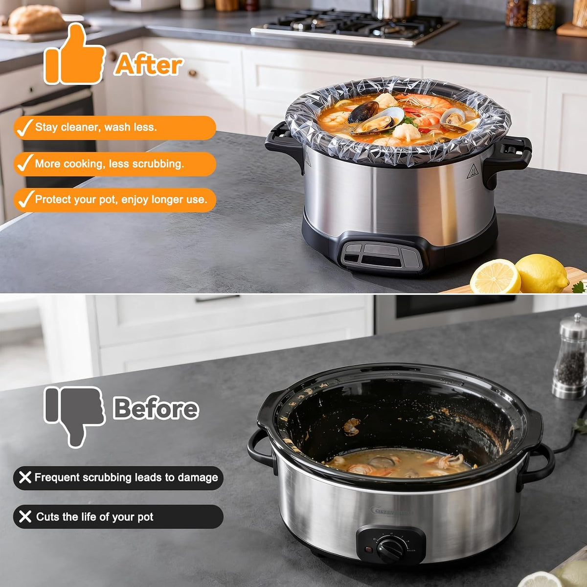 13" x 21" oversized fit compatible with 3-8 qt round and oval slow cookers