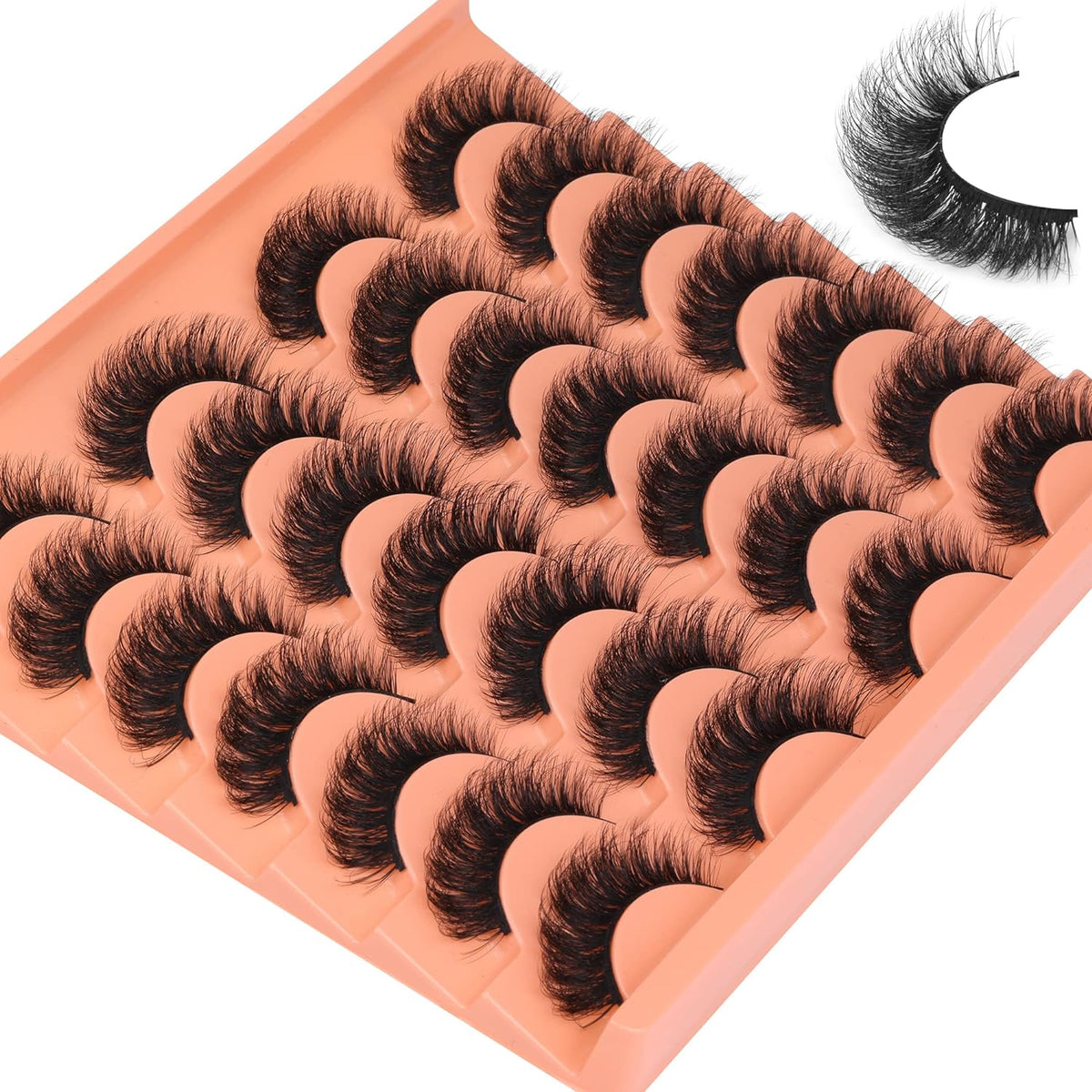 14 pairs of hand-knotted faux mink lashes included per pack