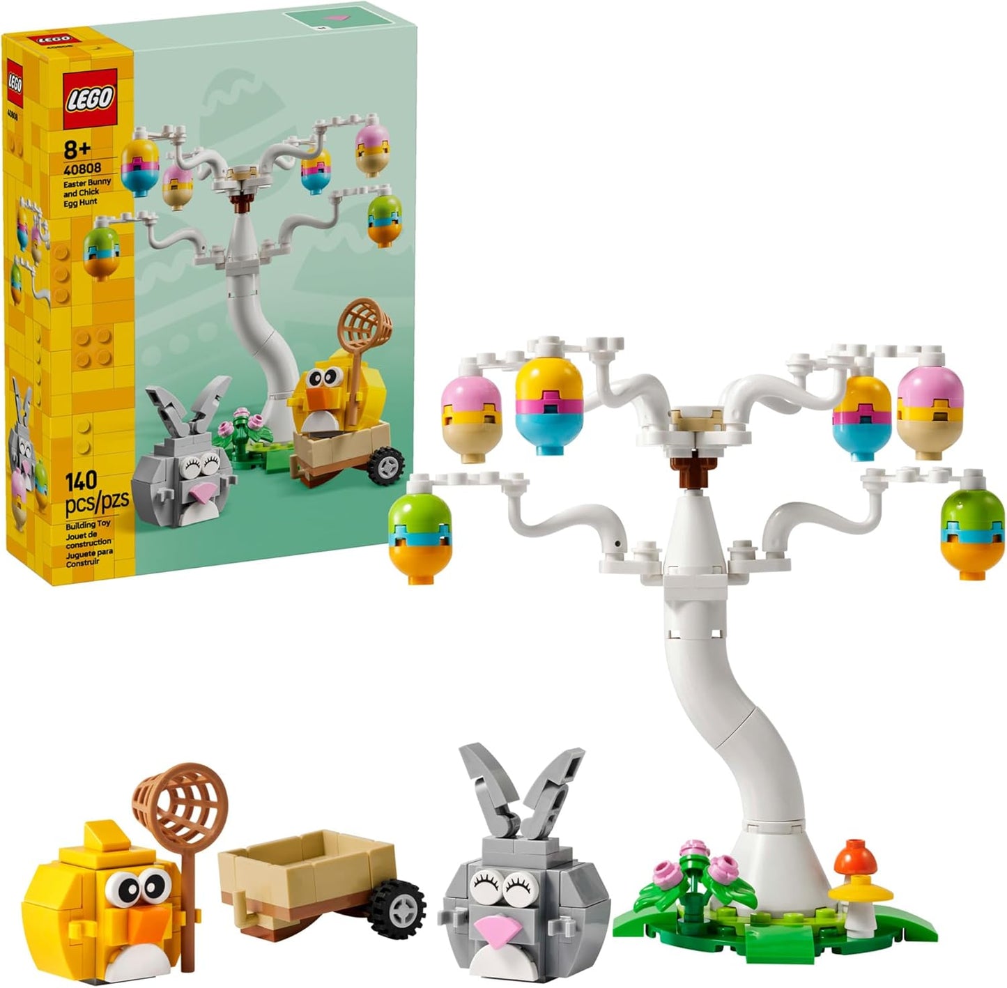 140-piece interlocking building block set with multicolor bricks