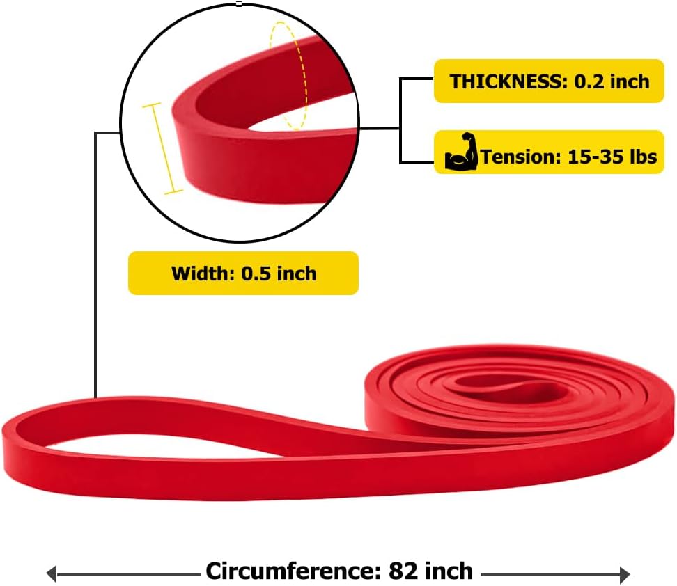 15-35 lb tension range (red variant) suitable for warm-up and assistance work