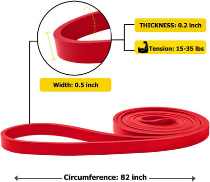 15-35 lb tension range (red variant) suitable for warm-up and assistance work