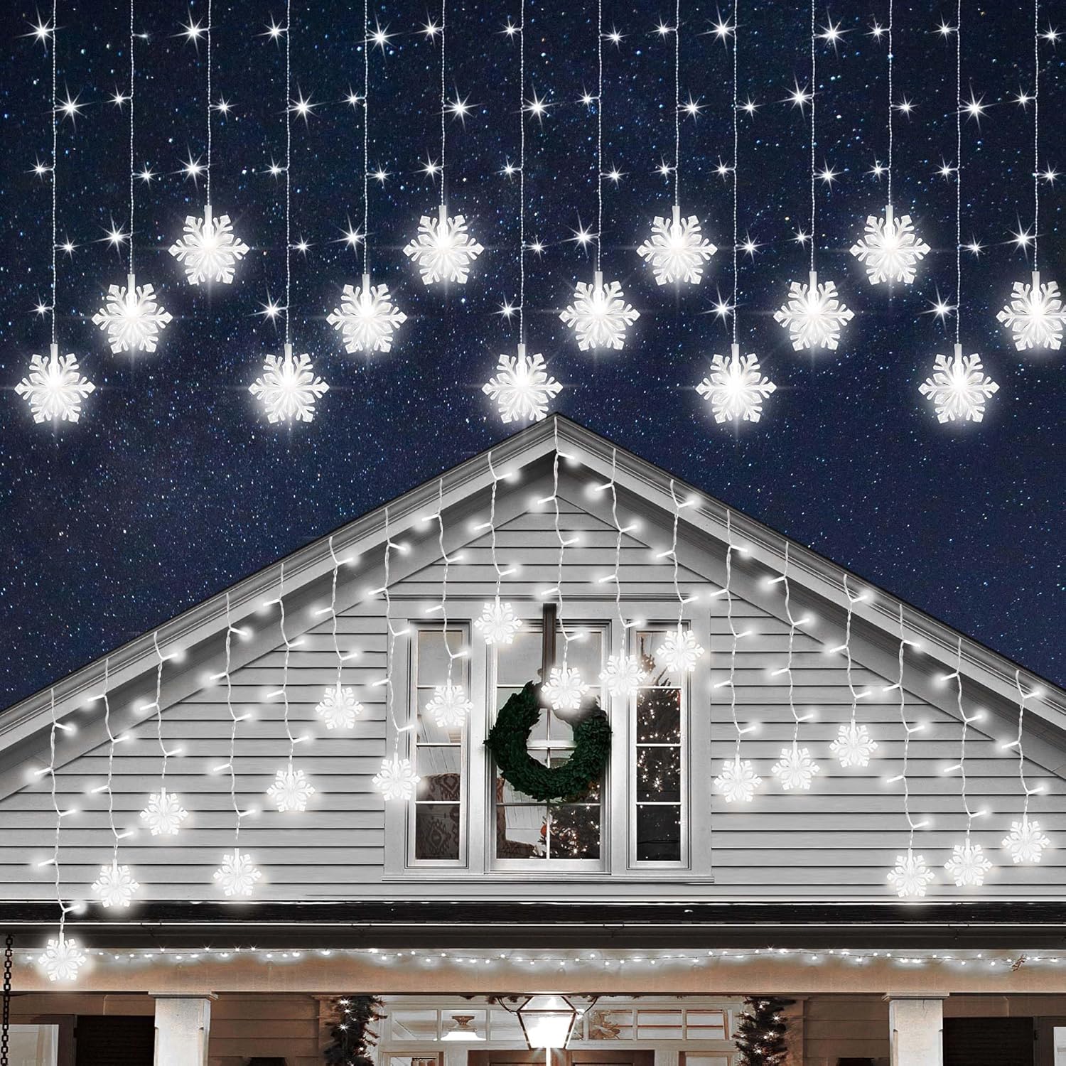 150-led icicle curtain layout covering 15.3 feet