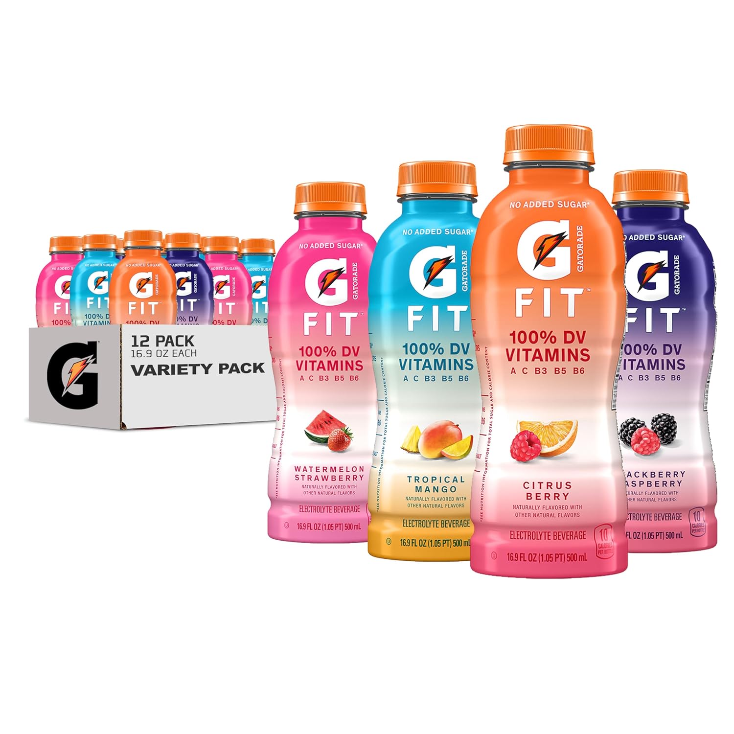 16.9 fl oz (500ml) single-serve bottles, available in 12-pack and 24-pack configurations