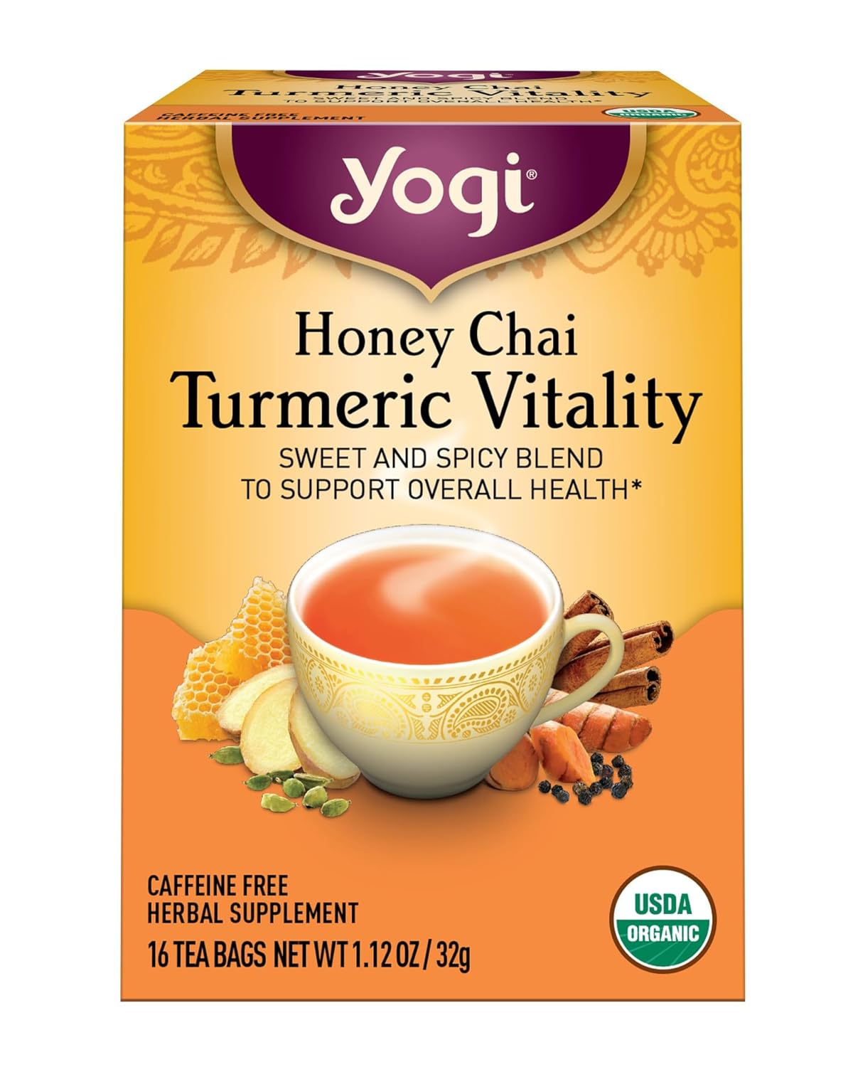 16-count box of individually wrapped compostable tea bags