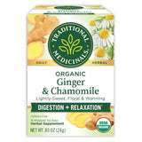 Traditional Medicinals Organic Ginger & Chamomile Herbal Tea – Nightly Wind-Down Ritual for Soothing Digestion, 16 Bags