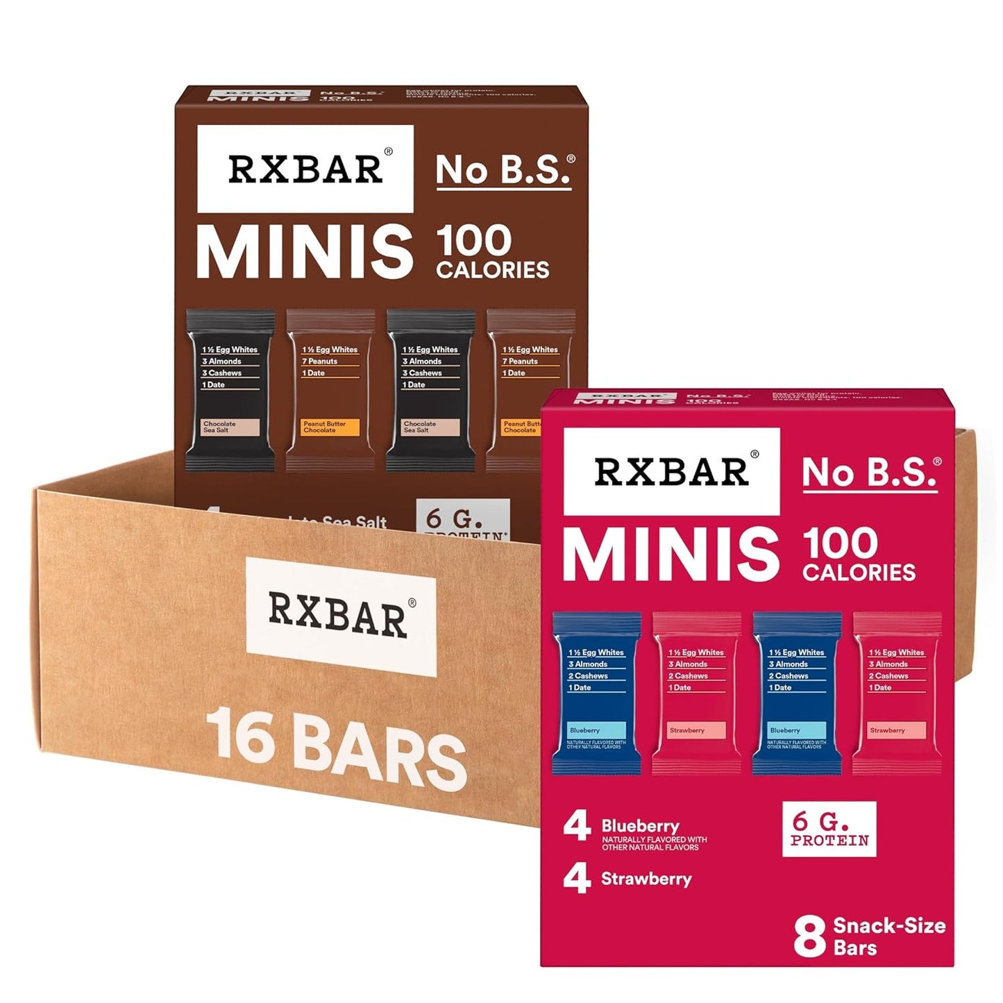 16-count variety pack including chocolate sea salt, peanut butter chocolate, blueberry, and strawberry