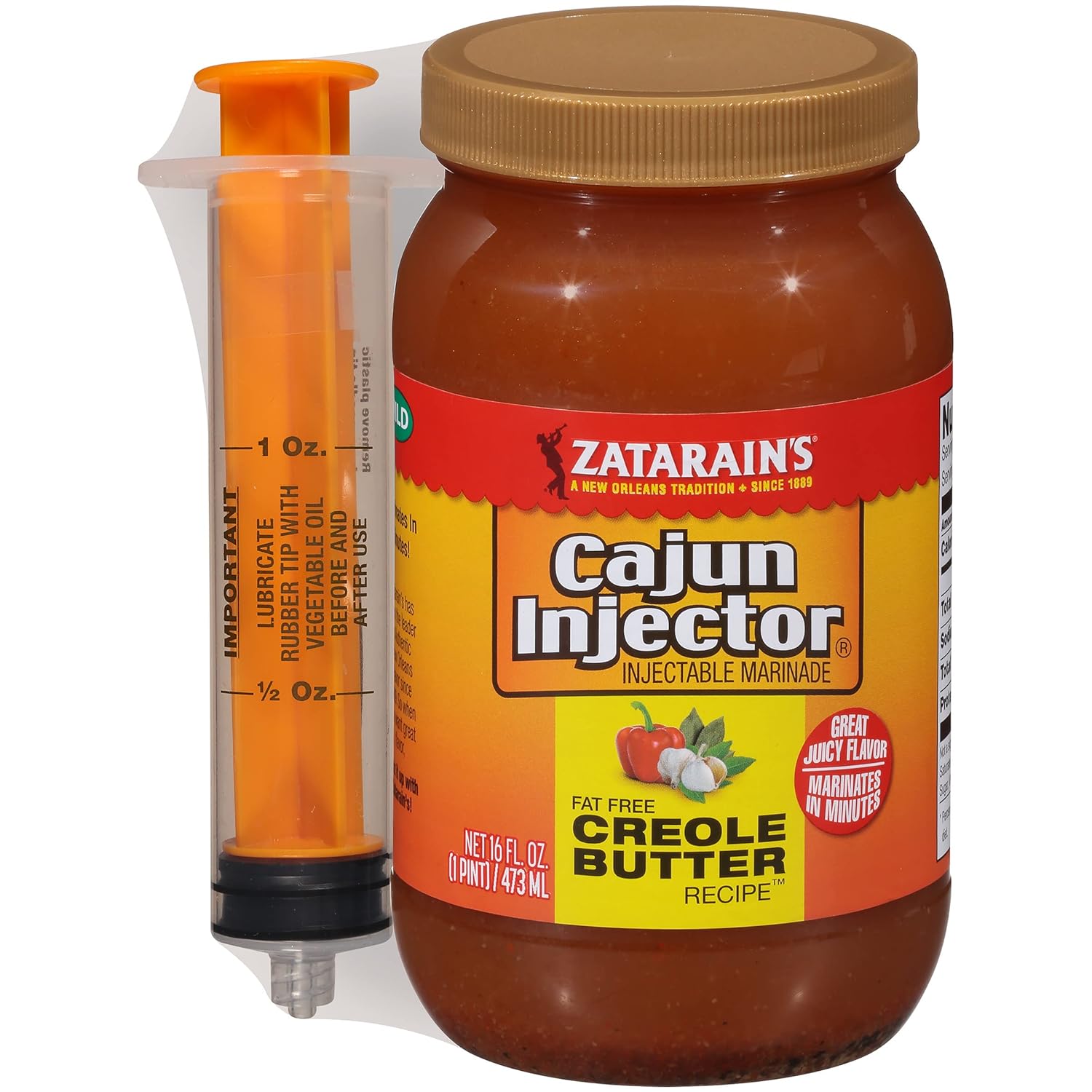 16 fl oz bottle of fat free creole butter injectable marinade