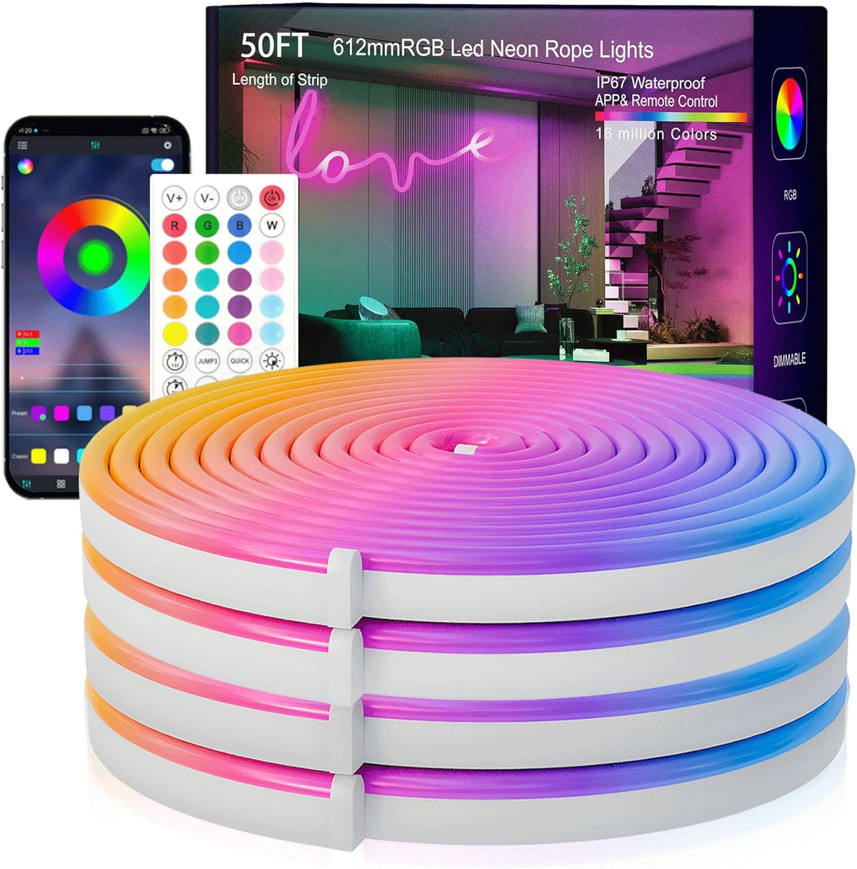 16 million rgb color options via app and remote