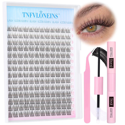168 individual cluster lashes in mixed 9-12mm lengths for layered, wispy look