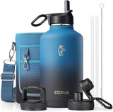 Coolflask Large Capacity Water Bottle – Office Desk Essential with Anti Sweat Exterior for Clean Workspaces