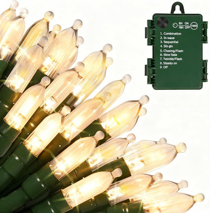 18 ft string with 50 mini led bulbs spaced 3.94 inches apart