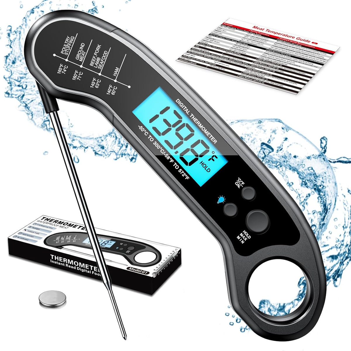 2-3 second fast response probe with ±1°f accuracy