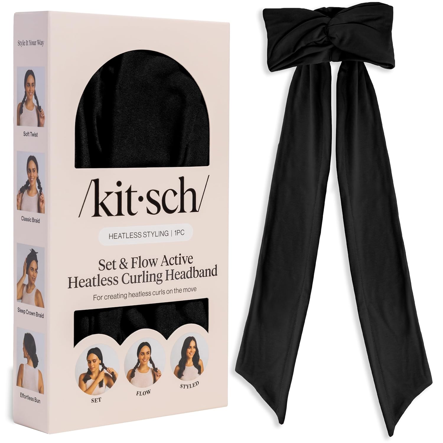 2-in-1 active headband that functions as a heatless curler during movement