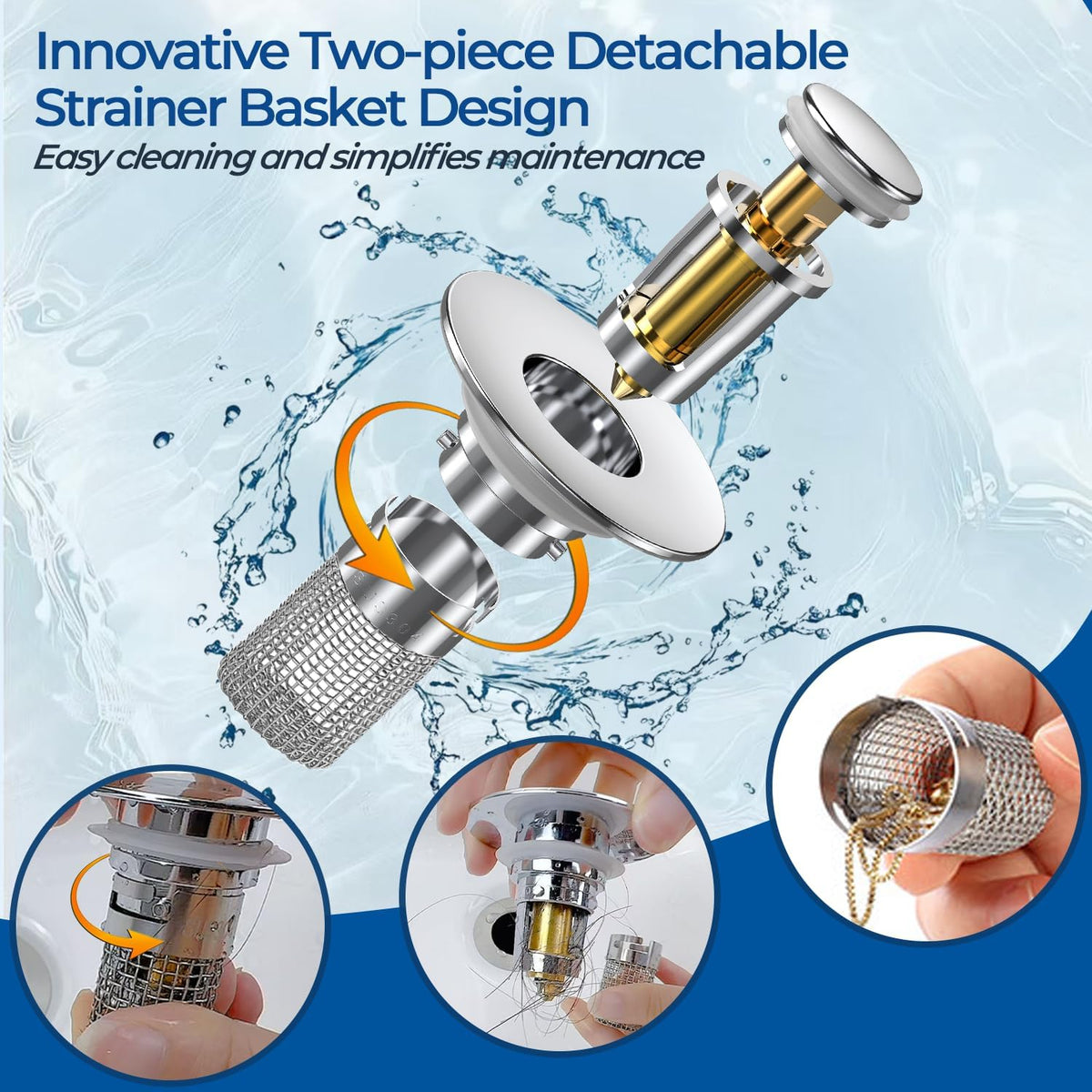 2-in-1 integrated stopper and anti-clogging filter design