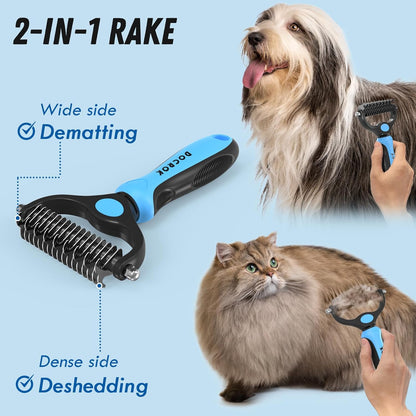 2-in-1 metal comb with wide side for combing knots and dense side for removing loose hair