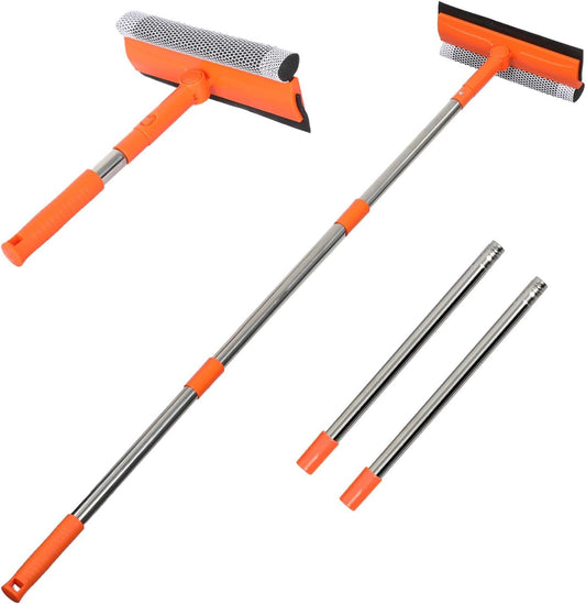 2-in-1 natural rubber squeegee head paired with super-absorbent sponge scrubber