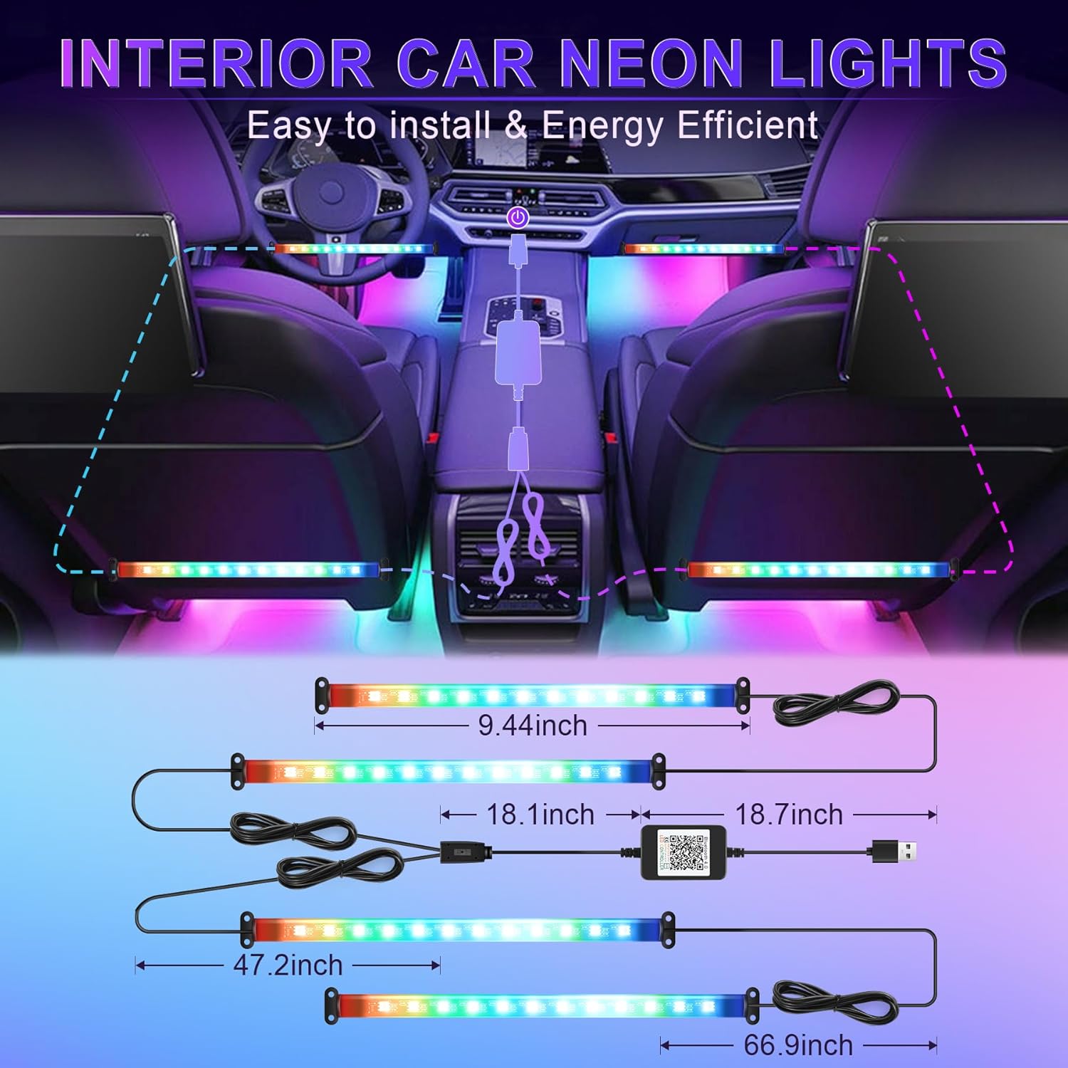 2-line connecting cable design linking 4 led strips for tidy installation