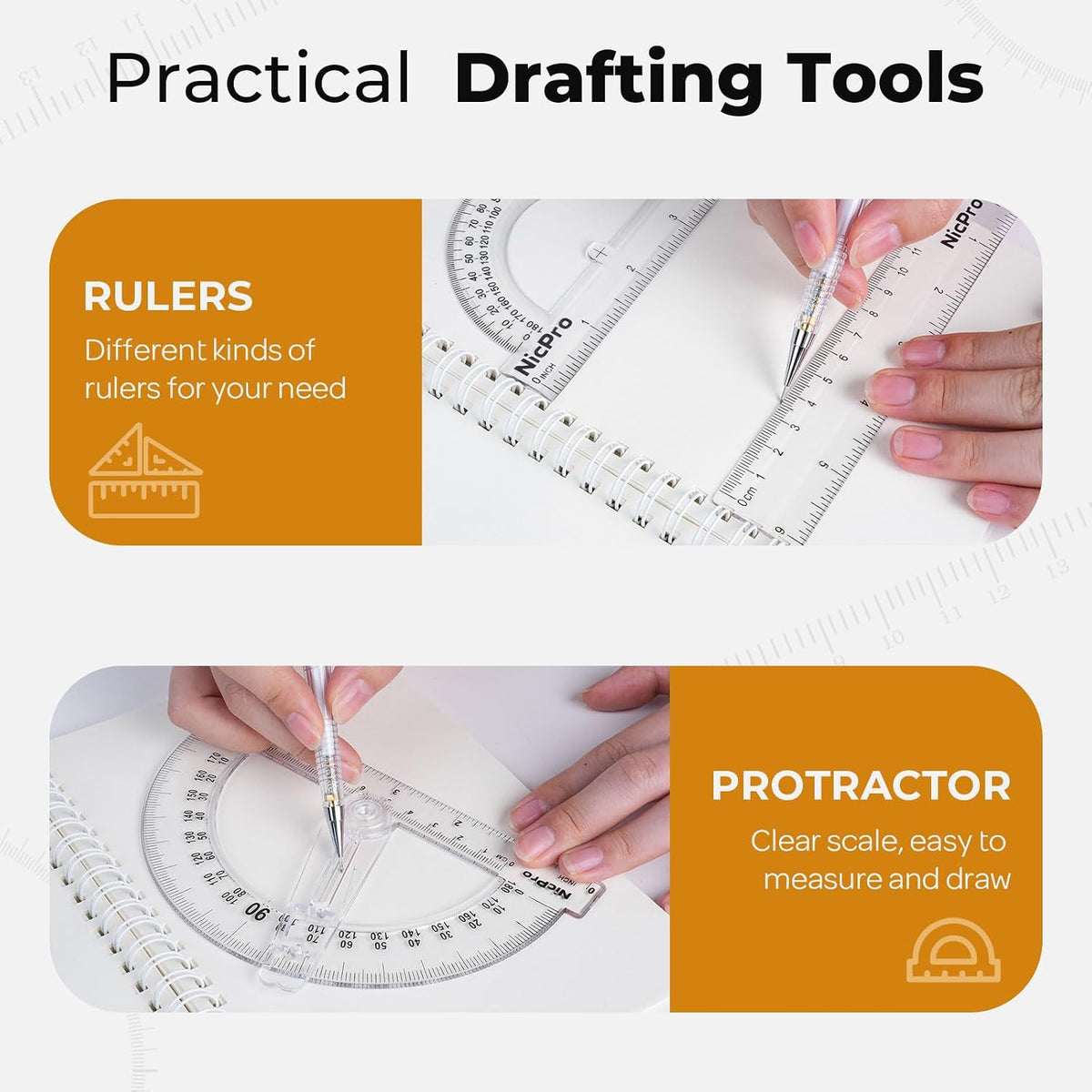 2 mechanical pencils (0.5mm and 0.7mm) plus 2 graphic pencils with lead refills and sharpener