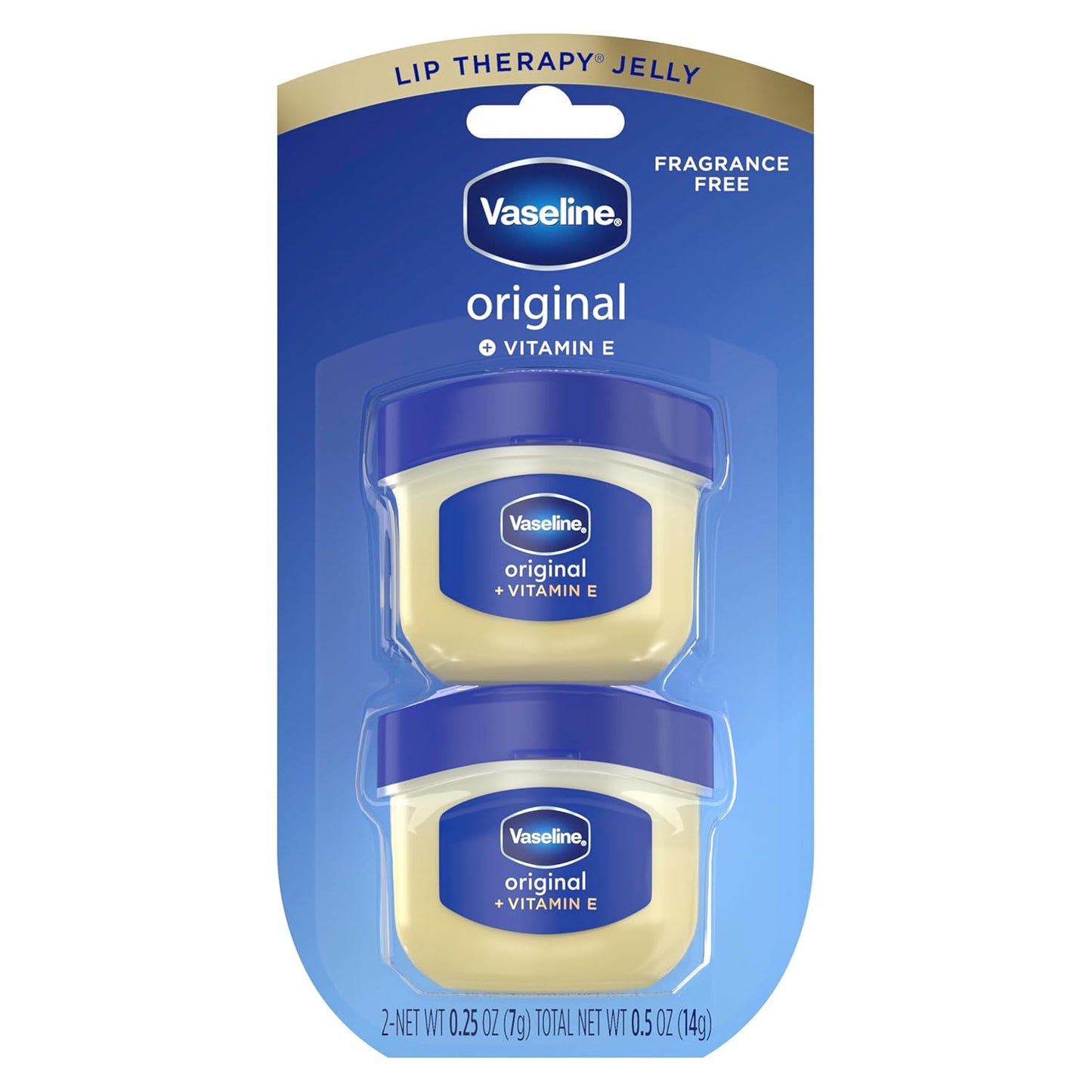 2-pack of 0.5 oz mini jars in iconic vaseline original tin packaging