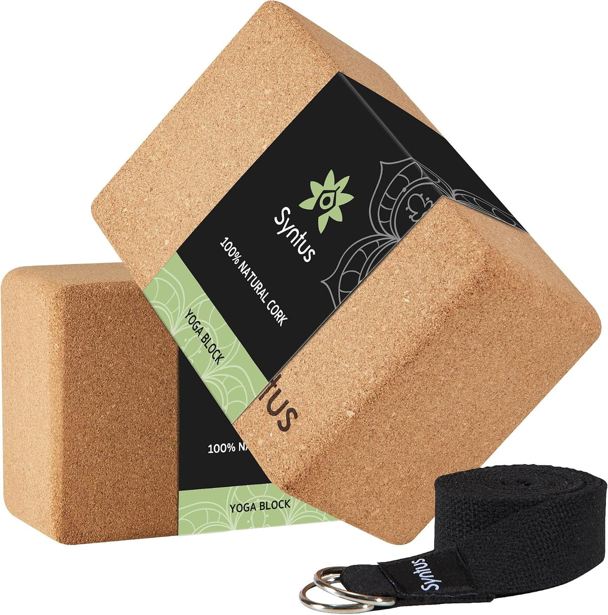 2-pack solid cork yoga blocks (9 × 6 × 4 inches each)