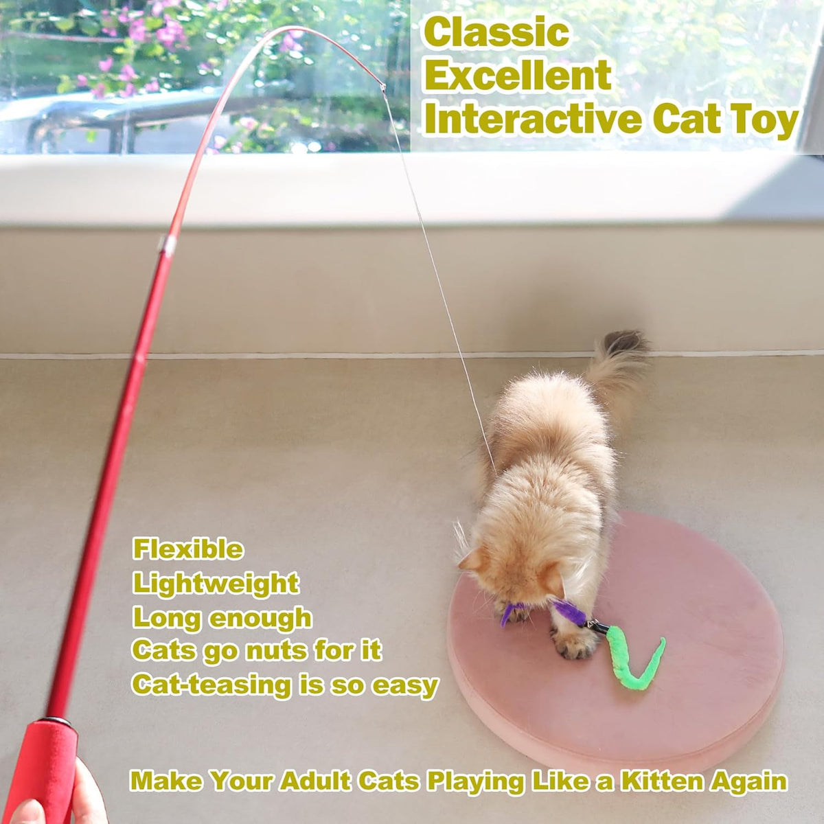 2 retractable cat wands included in the pack