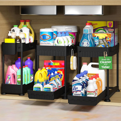 2-tier design with smooth-gliding bottom drawer (adjustable pull-out depth)