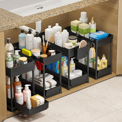 2-tier pull-out sliding drawer design for front-row access