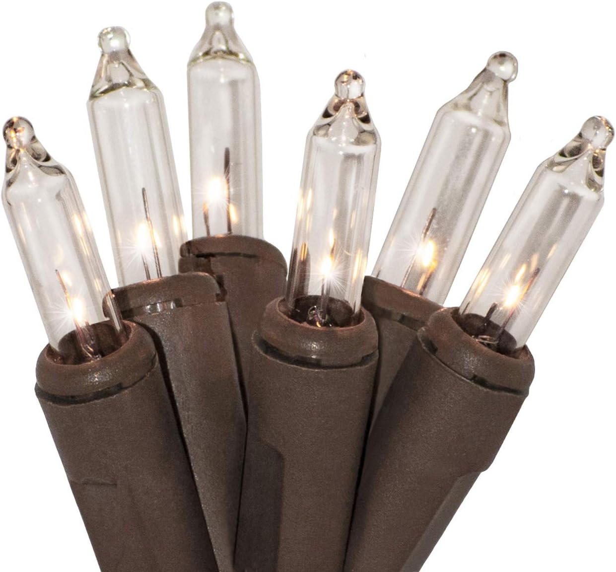 20 clear incandescent mini bulbs on brown wire (variant: 20 or 35-light versions available)