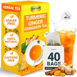 LeafLea 40 Turmeric Ginger Cinnamon Tea Bags – Elegant Wellness Gift for Her, Vegan-Friendly Hostess Present