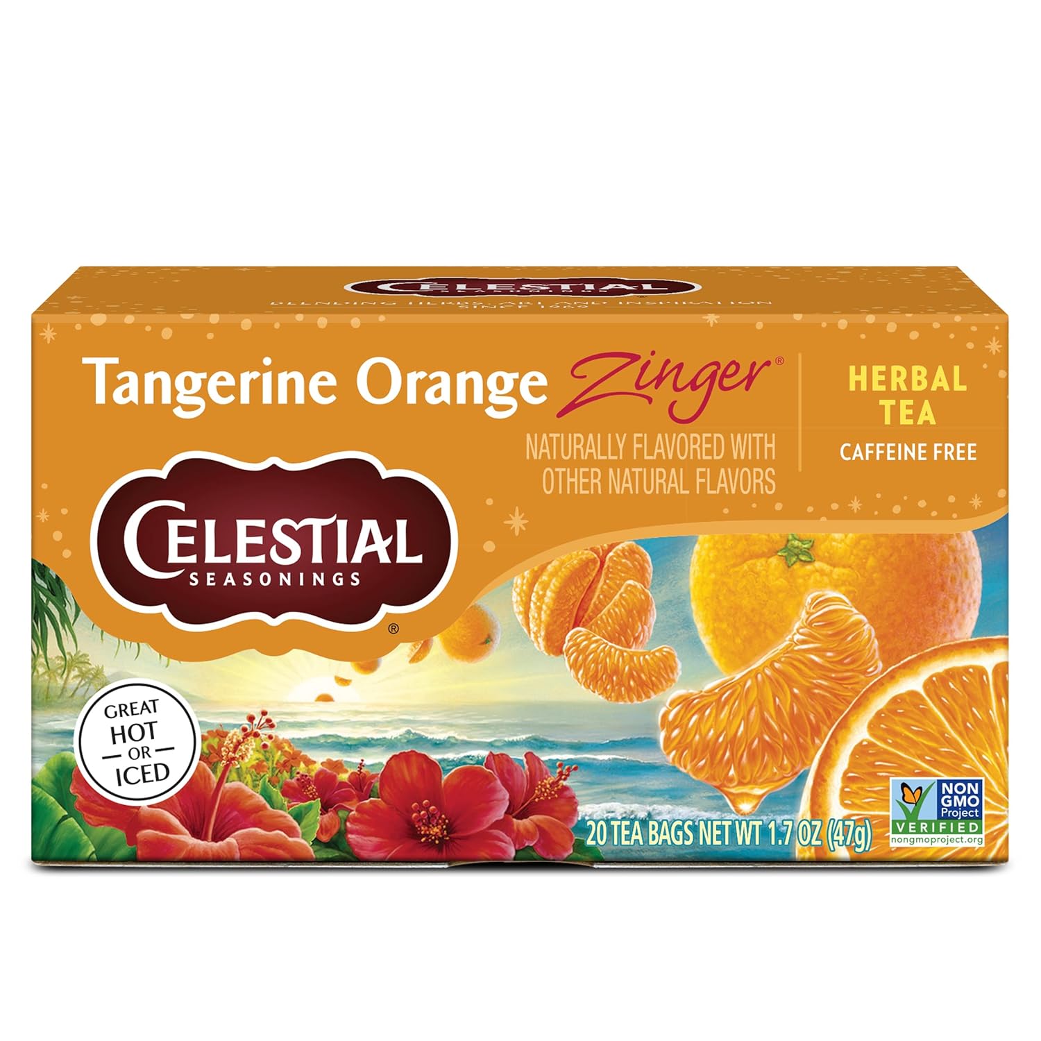 20 individually portioned tea bags per box, available in 1, 2, 3, and 6 pack configurations across the zinger product line
