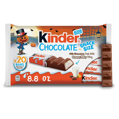 20 individually wrapped snack-size chocolate bars in a single resealable-style bag