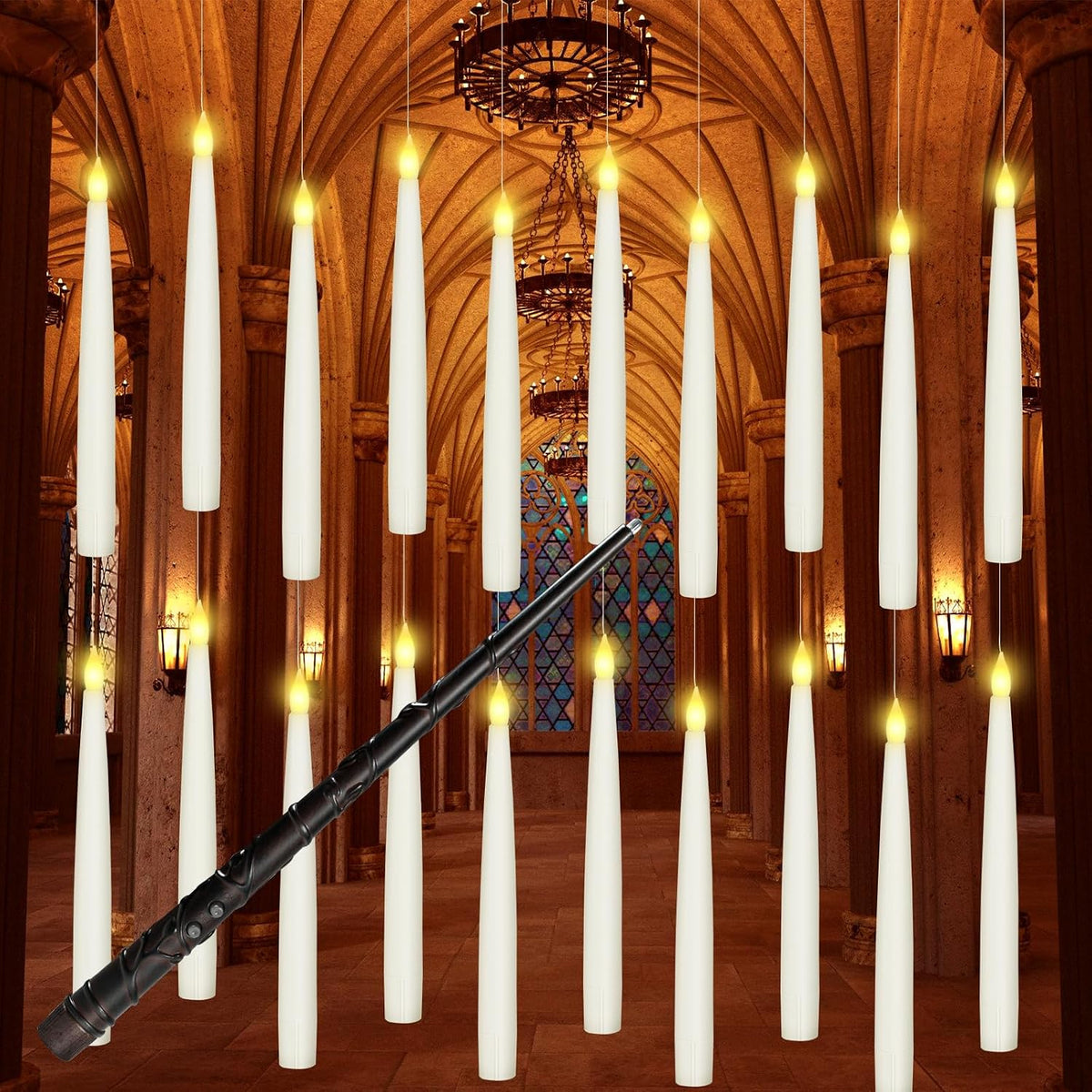 20-pack of 0.6" x 6.6" led taper candles with lifelike warm flicker
