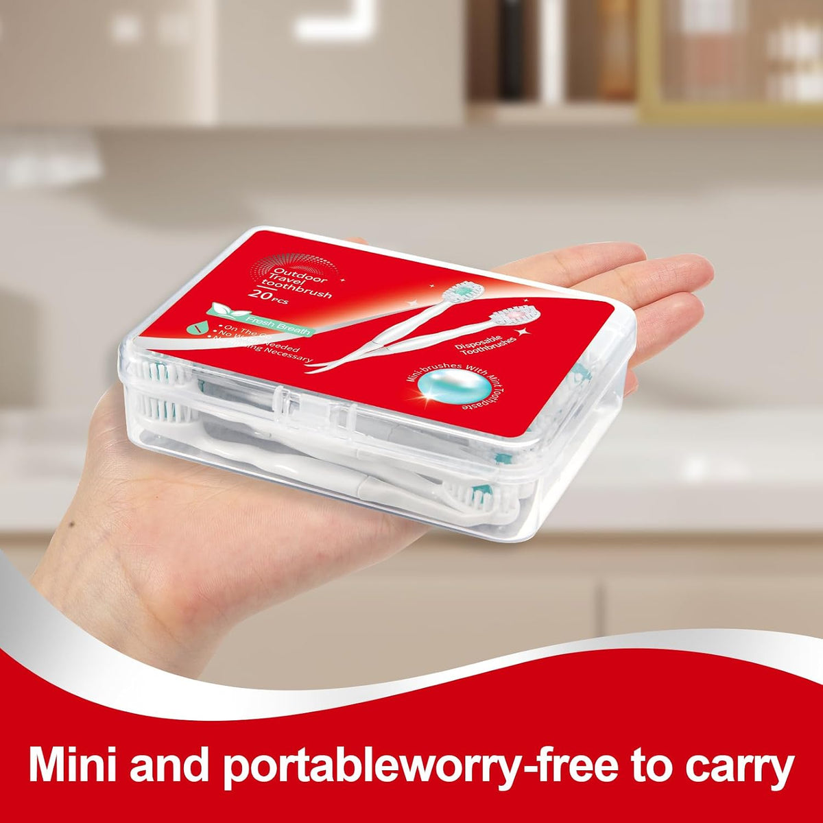 20-piece portable box available in mint, peach, and mixed flavor varieties