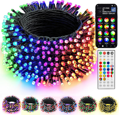200 led rgb string spanning 66 ft (79 ft total with 13.1 ft lead wire) at 3.9-inch bulb spacing