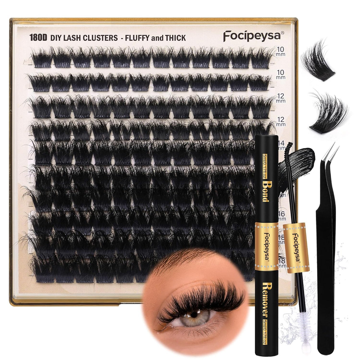 200pcs 100d volume lash clusters in mixed 10-18mm lengths
