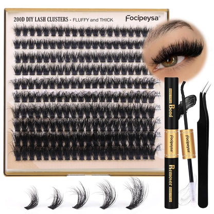 200pcs 100d volume lash clusters in mixed 10-18mm lengths