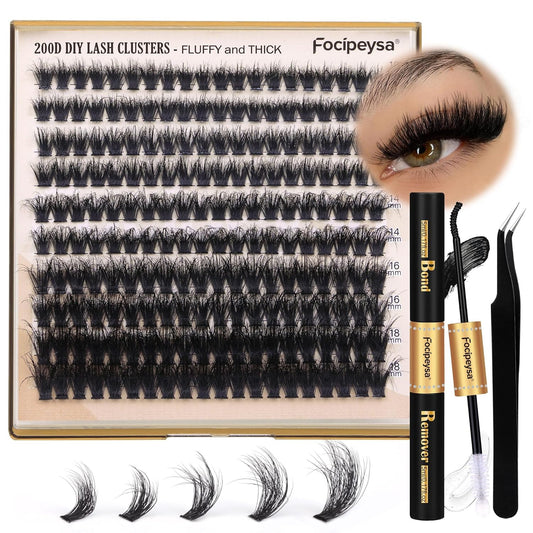 200pcs 100d volume lash clusters in mixed 10-18mm lengths