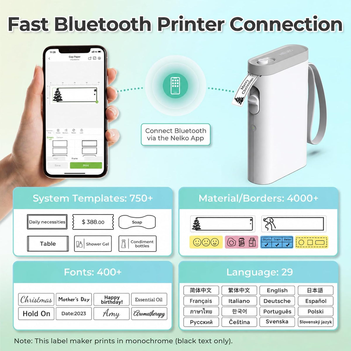 203 dpi direct thermal printing with bpa-free technology, no ink or toner required
