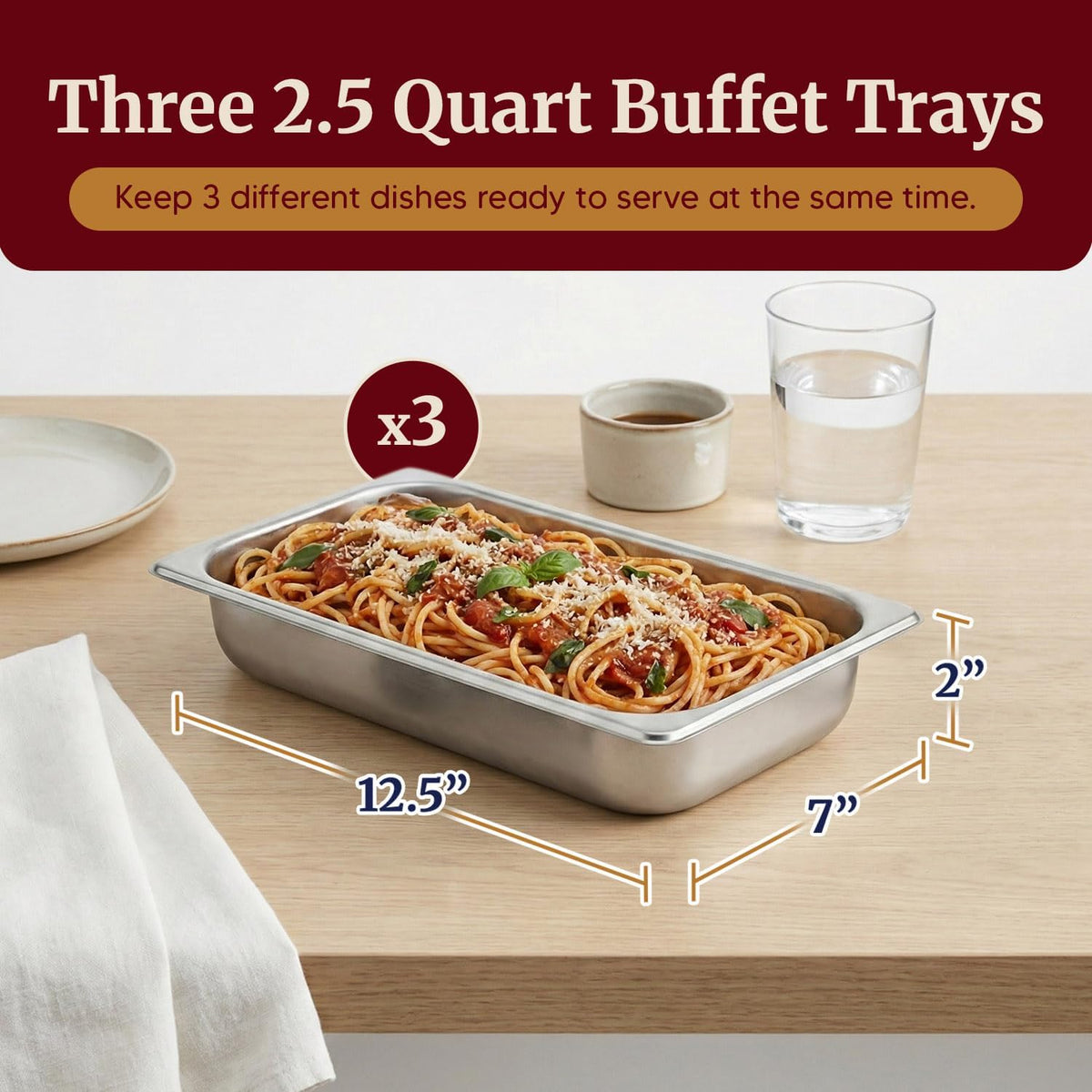 21-inch by 14-inch flat warming surface for standalone use with own pans or foil trays