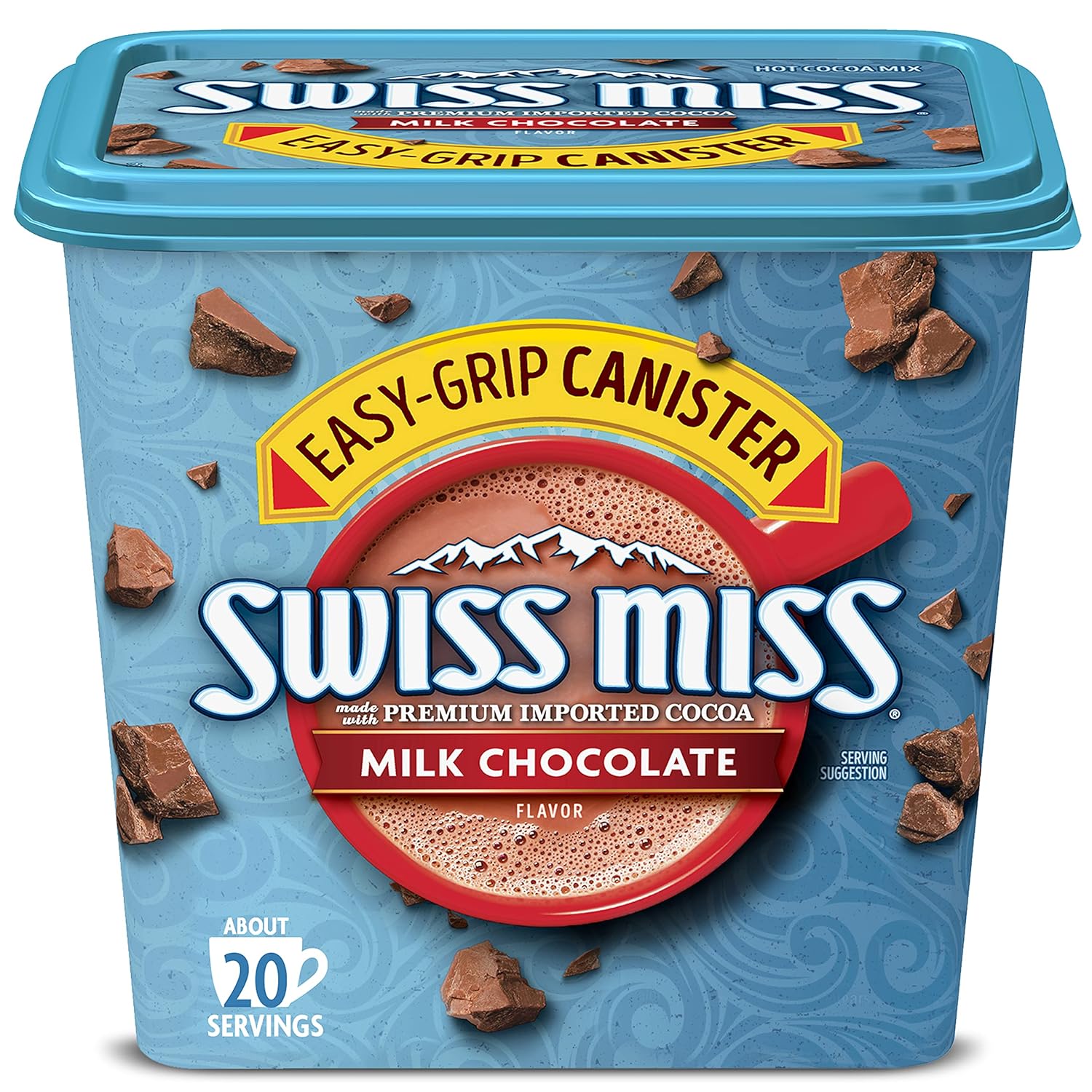 22.23 oz canister in optimized square shape for easier pantry storage