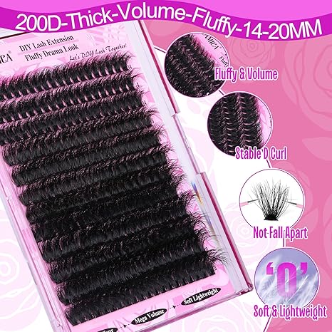 23-variant product line spanning densities 40d–300d, lengths 5–24mm, and styles including volume, cat eye, bottom lashes, and spike lashes