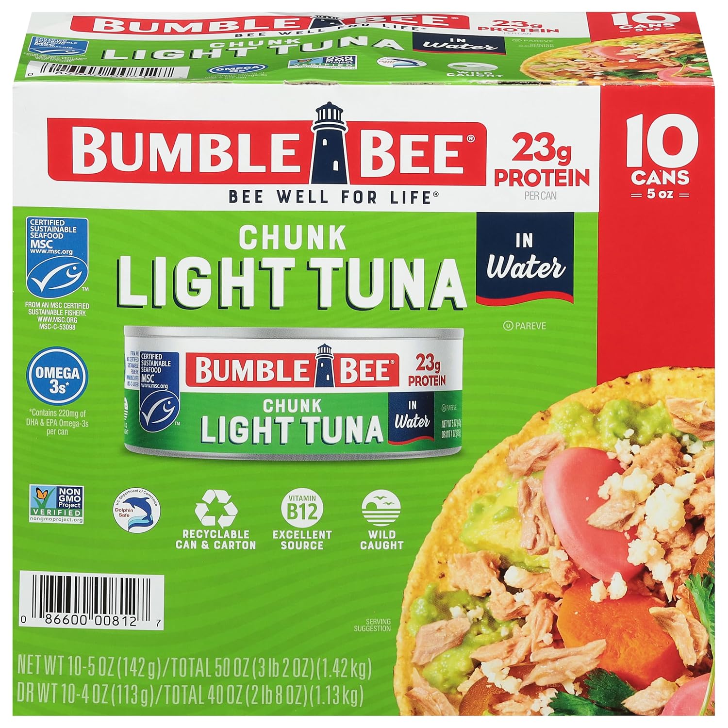23g protein, 220mg dha & epa omega-3s, and vitamin b12 per 5 oz can