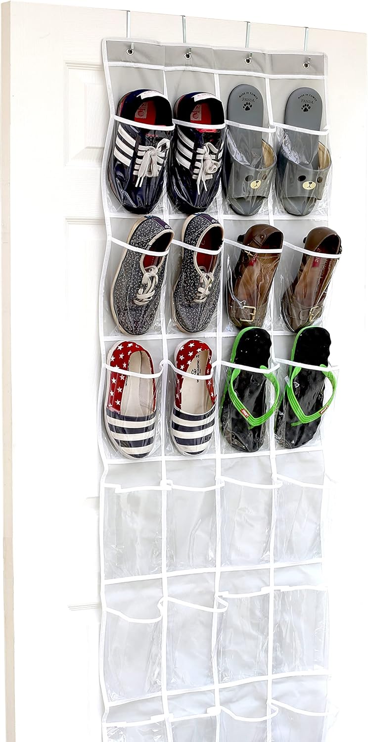 24 clear pvc pockets with 4.3"w x 9.5"h dimensions and extended top row