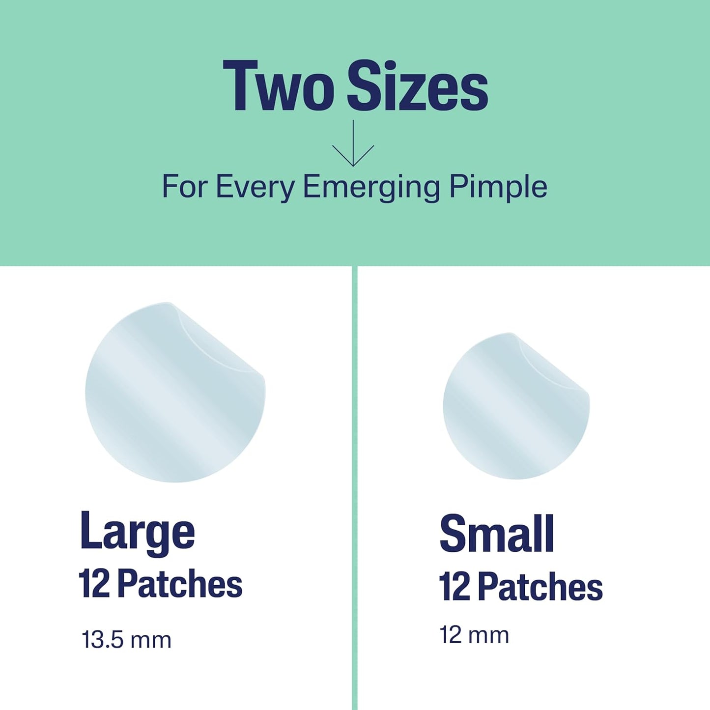 24 patches per box in two sizes (12 small + 12 large) to match pimple size