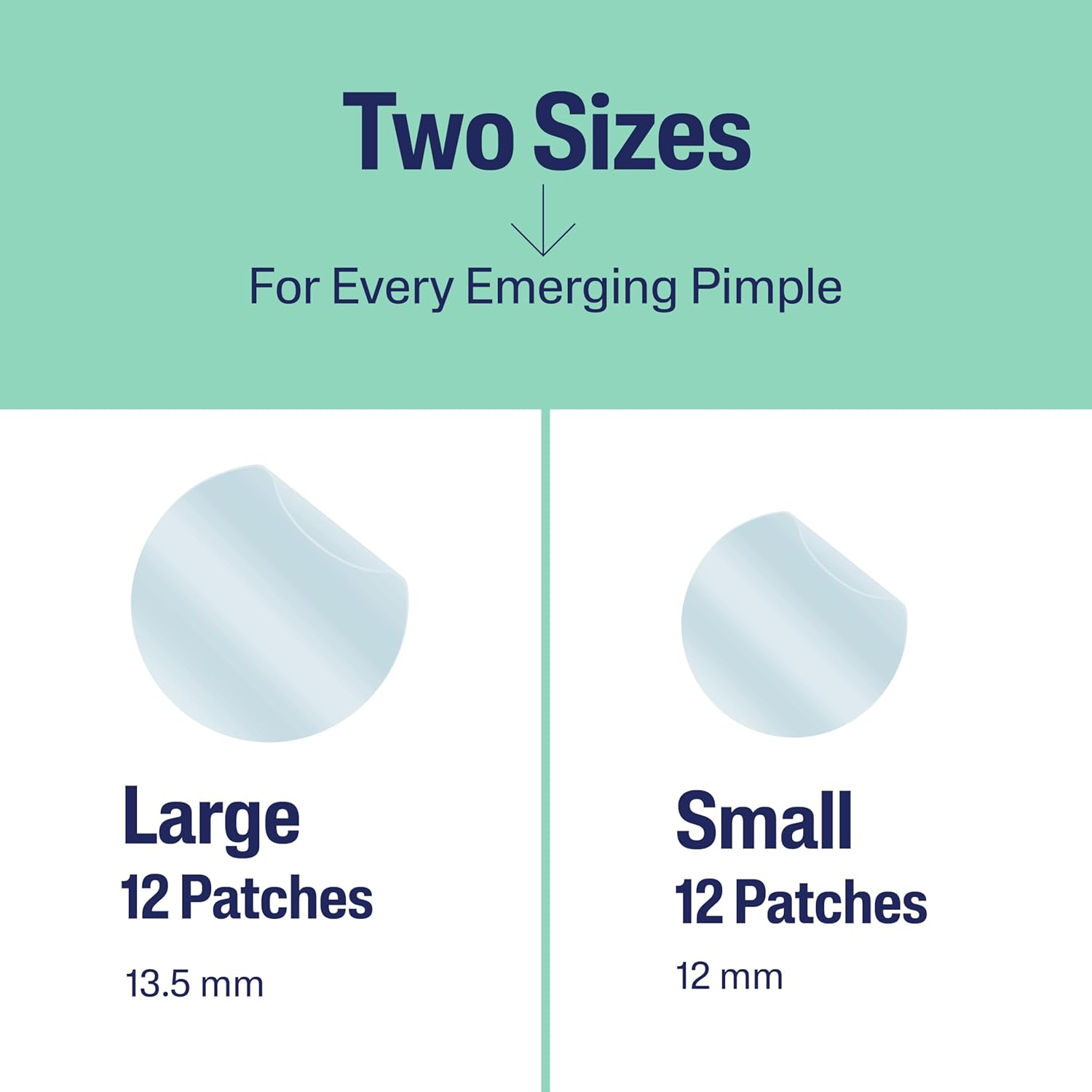 24 patches per box in two sizes (12 small + 12 large) to match pimple size